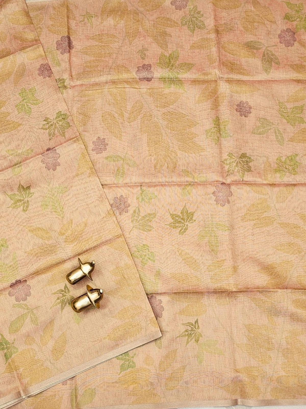 Soft Chanderi with Tissue Floral Digital Prints with Sequence Weaving - Peach