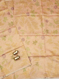 Soft Chanderi with Tissue Floral Digital Prints with Sequence Weaving - Peach