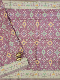 Patola Inspried Semi Tussar Saree  - Dark Onion Pink