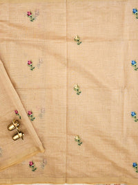 Soft Cotton with Weaving Floral Pattern  - Dark Cream