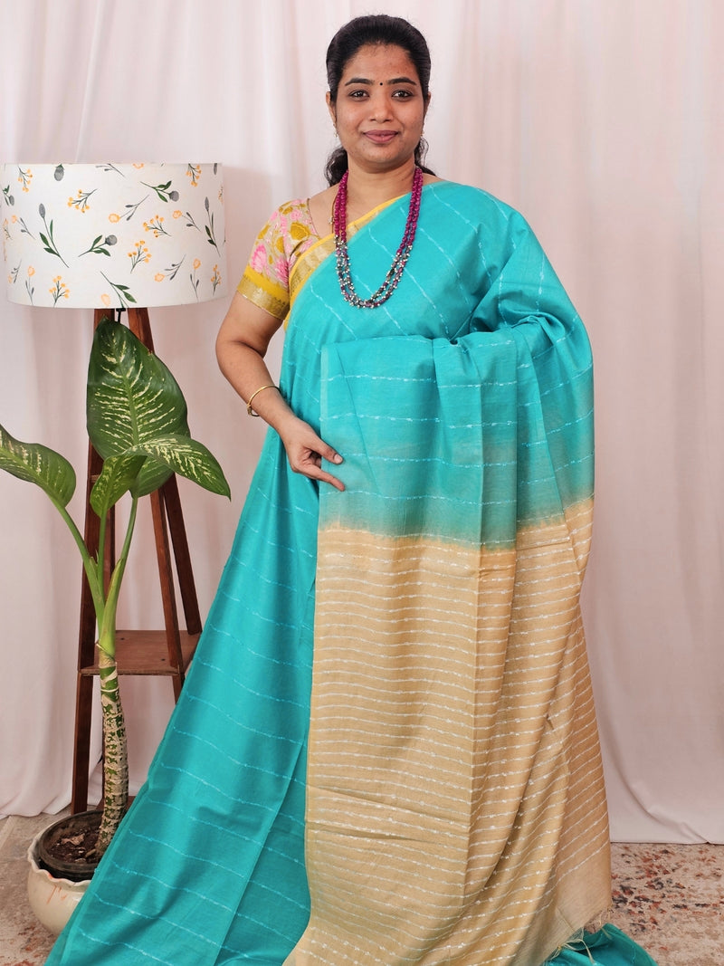 Bhagalpuri Fancy Sarees - Blue with Cream