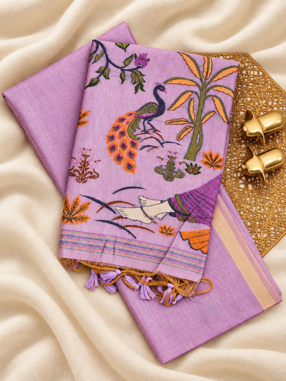 Soft Cotton with Weaving Floral Pattern  - Lavender