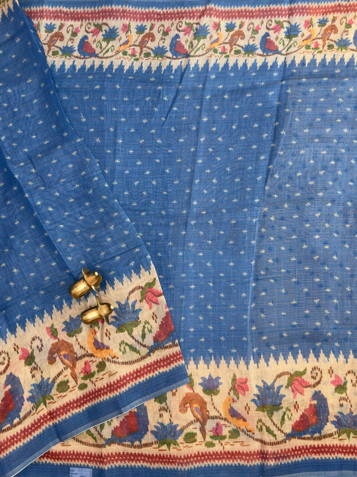 Linen Tissue with Digital Printed Sarees - Blue
