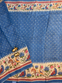 Linen Tissue with Digital Printed Sarees - Blue