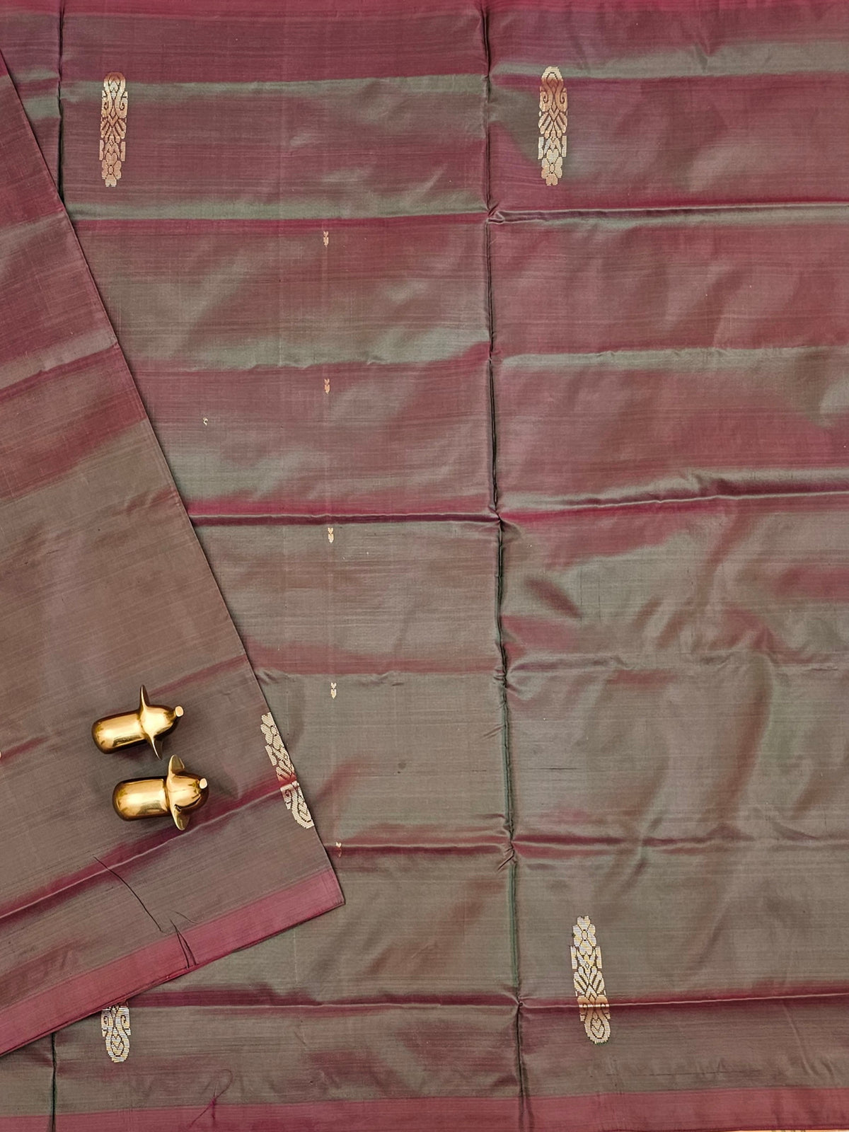 Dual Shade of Purple cum Green with Sandal Yellow Chinnalampattu Saree with Blouse