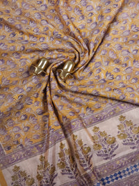 Soft Semi Tussar with Digital Prints - Mustard Yellow