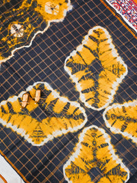Madurai Sungadi Cotton Checks Saree - Mustard Yellow  with Black