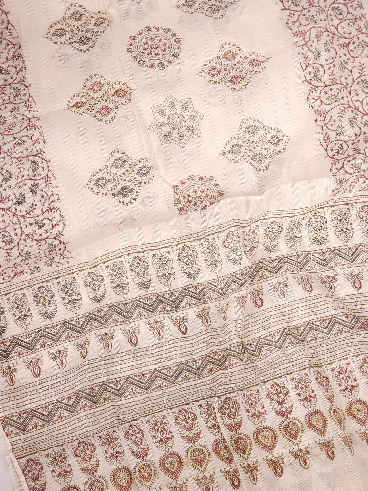 Cotton Unstitched Salwar - Grey with Magenta Pink