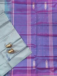 Chinnalampattu Saree - Grey with Magenta Pink cum Purple