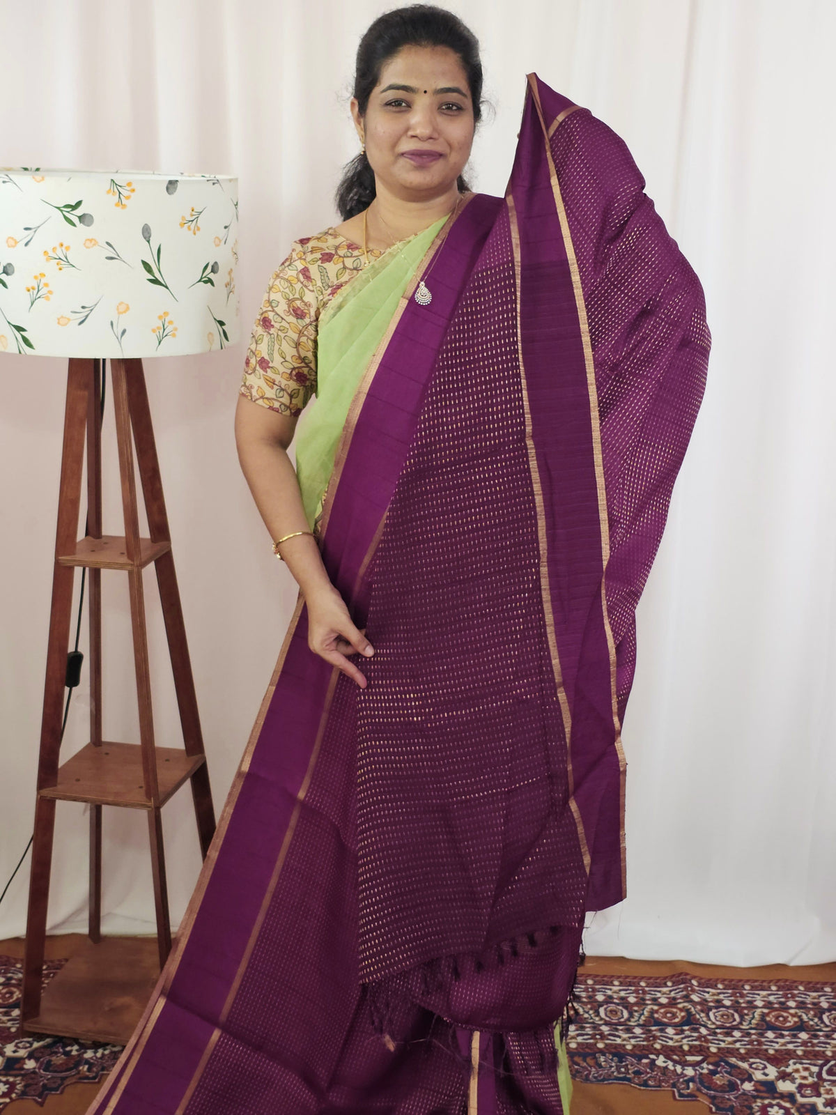 Soft Semi Tussar with Zari Weaving Saree - Magenta Pink