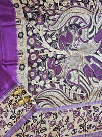 Chennuri Silk With Gap Border Kalamkari Sarees - Purple