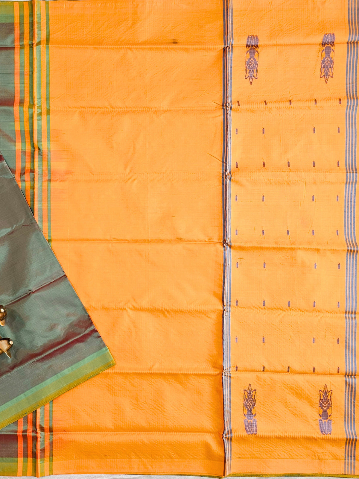 Dual Shade of Maroon and Green with Yellow Chinnalampattu Saree with Blouse