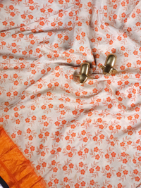 Chennuri Silk - Green with Orange