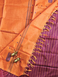Chinnalampattu Saree - Maroon with Orange