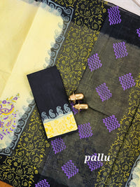 Pure Cotton with Hand Block Prints - Sandal with Black