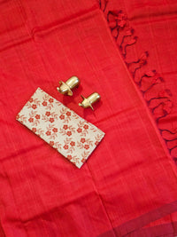 Handwoven Mangalagiri Plain Pattu Saree - Red