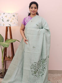 Premium Soft Linen Tissue with Hand Emboridery - Sea Green
