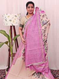 Green Silk with Digital Prints - Pink