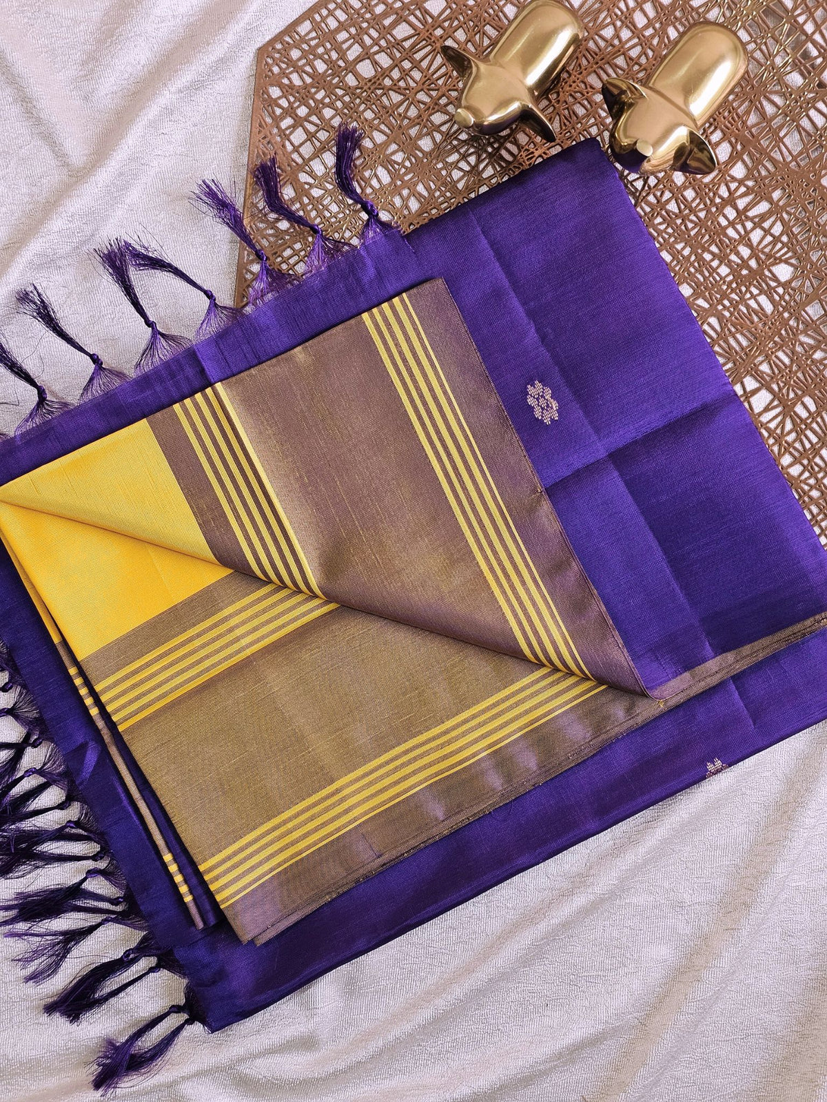 Chinnalampattu Saree - Yellow with Purple