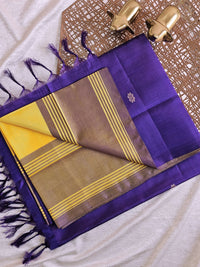 Chinnalampattu Saree - Yellow with Purple