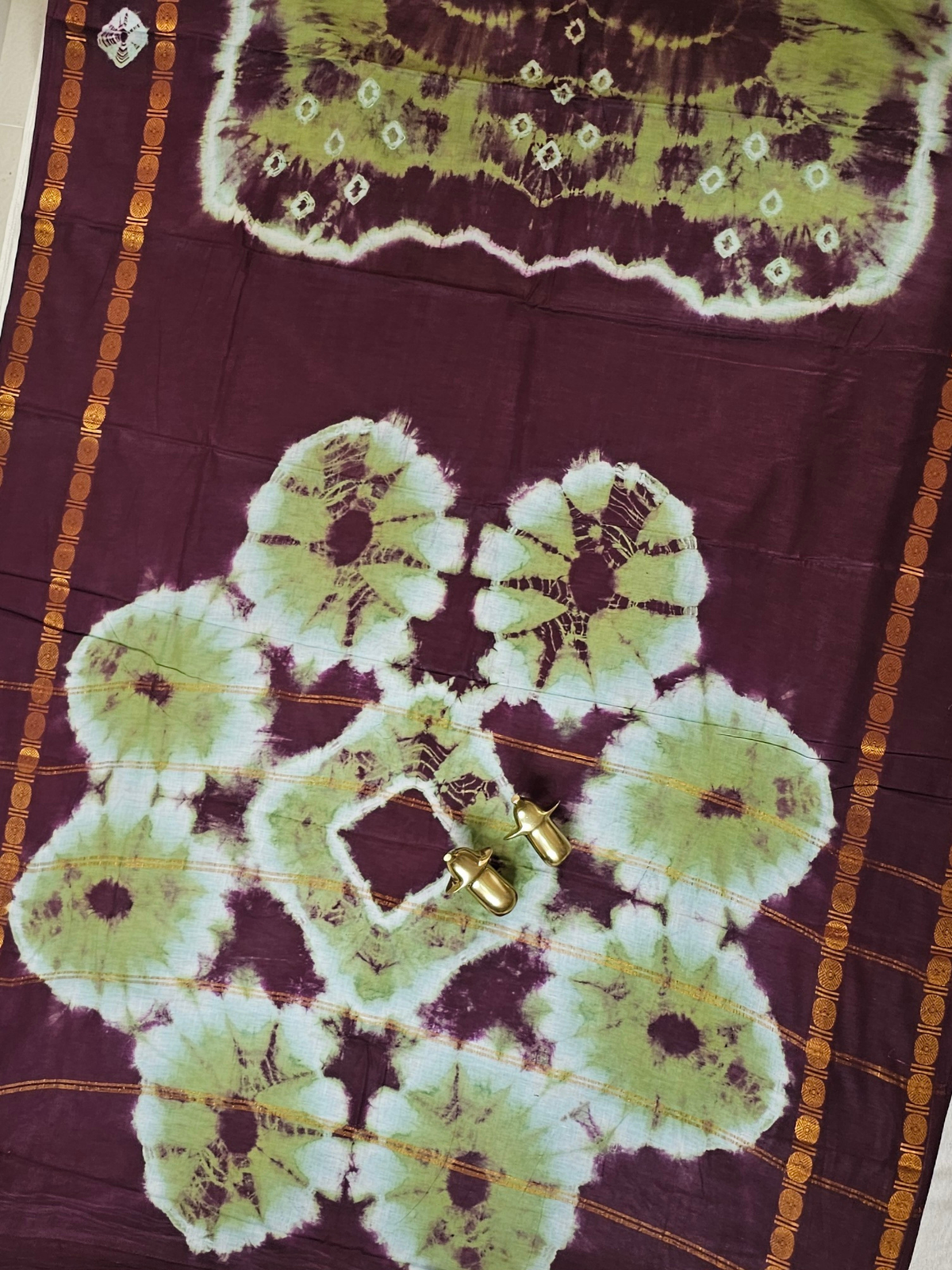 Madurai Sungadi Cotton Saree - Green with Maroon