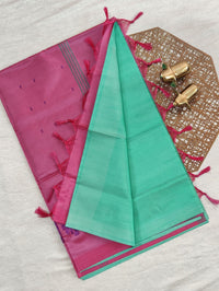 Chinnalampattu Saree - Sea Green with Pink