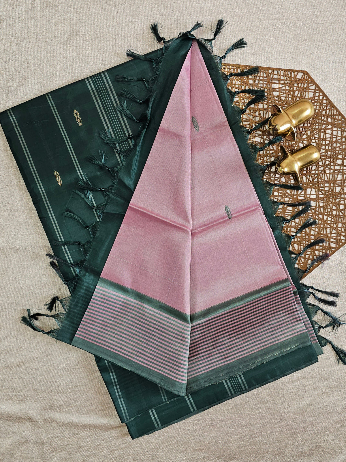 Chinnalampattu Saree - Pink with Green