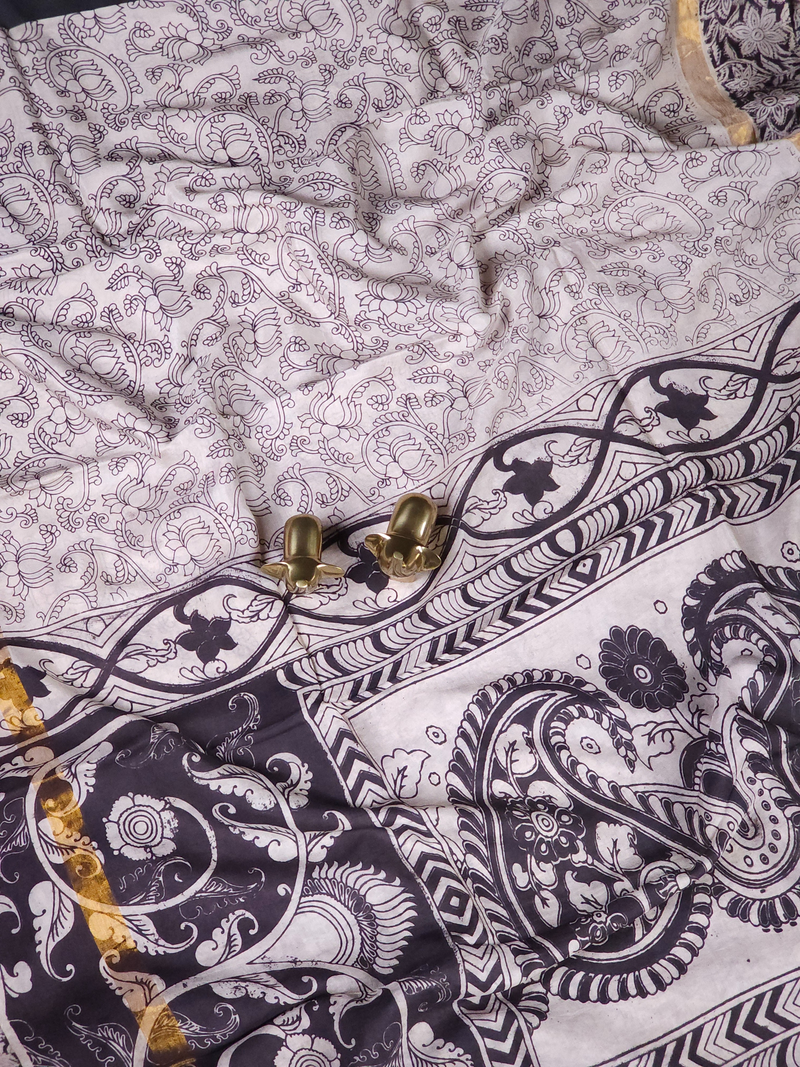 Chennuri Silk - Cream With Black