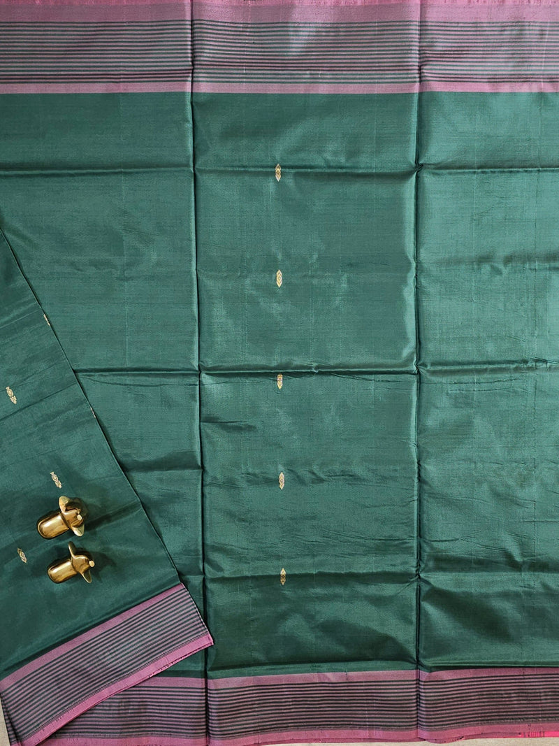 Chinnalampattu Saree -  Green with Pink