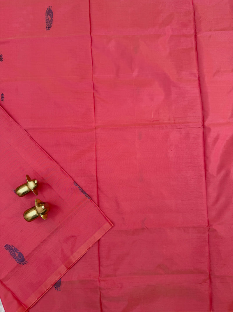 Chinnalampattu Saree - Dark Peach with Bottle Green