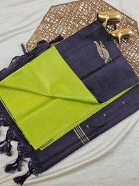 Chinnalampattu Saree with Blouse - Green with Dark Grey