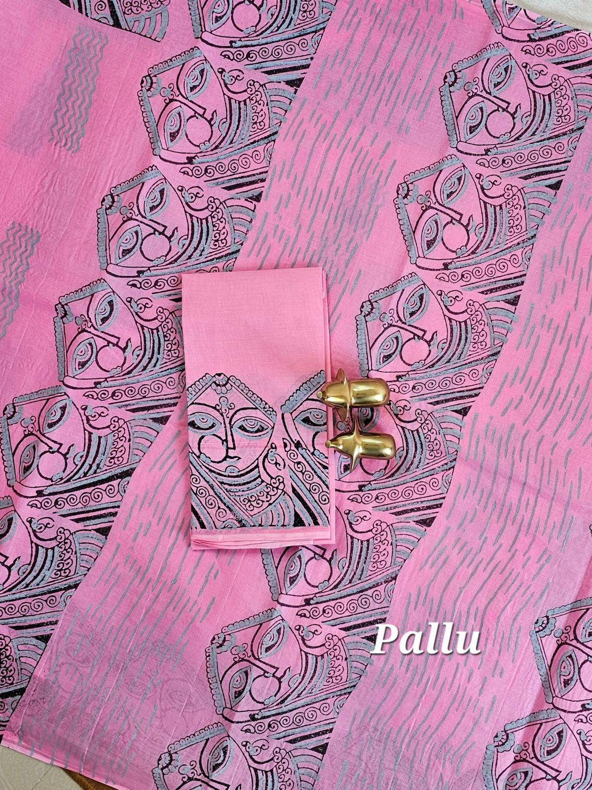 Pure Cotton with Hand Block Prints - Pink