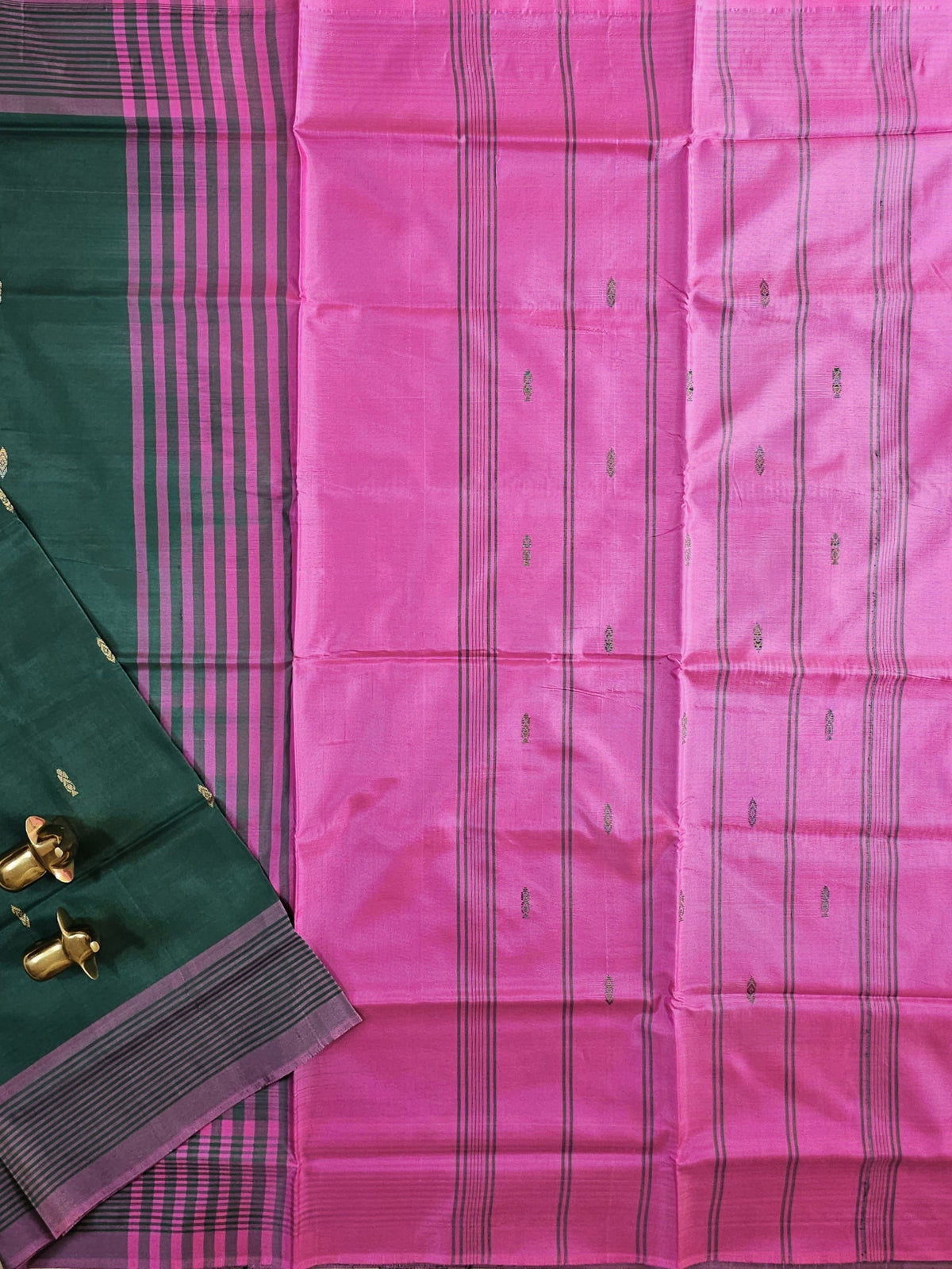 Chinnalampattu Saree -  Green with Pink