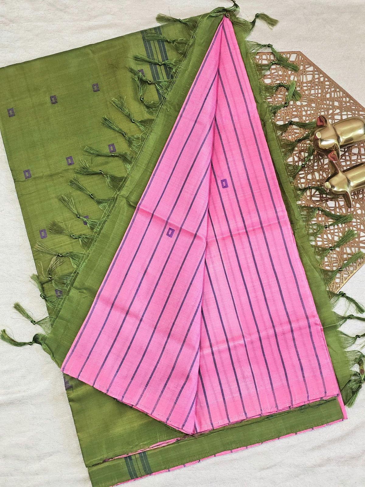 Chinnalampattu Saree - Pink with Green
