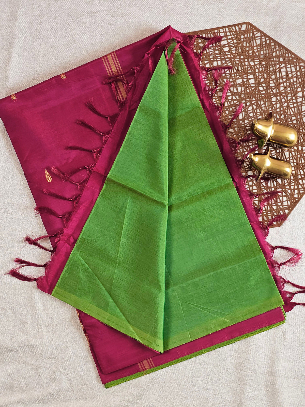 Chinnalampattu Saree - Green with Red