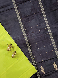 Chinnalampattu Saree with Blouse - Green with Dark Grey