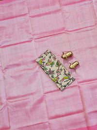 Handwoven Mangalagiri Plain Pattu Saree - Pink