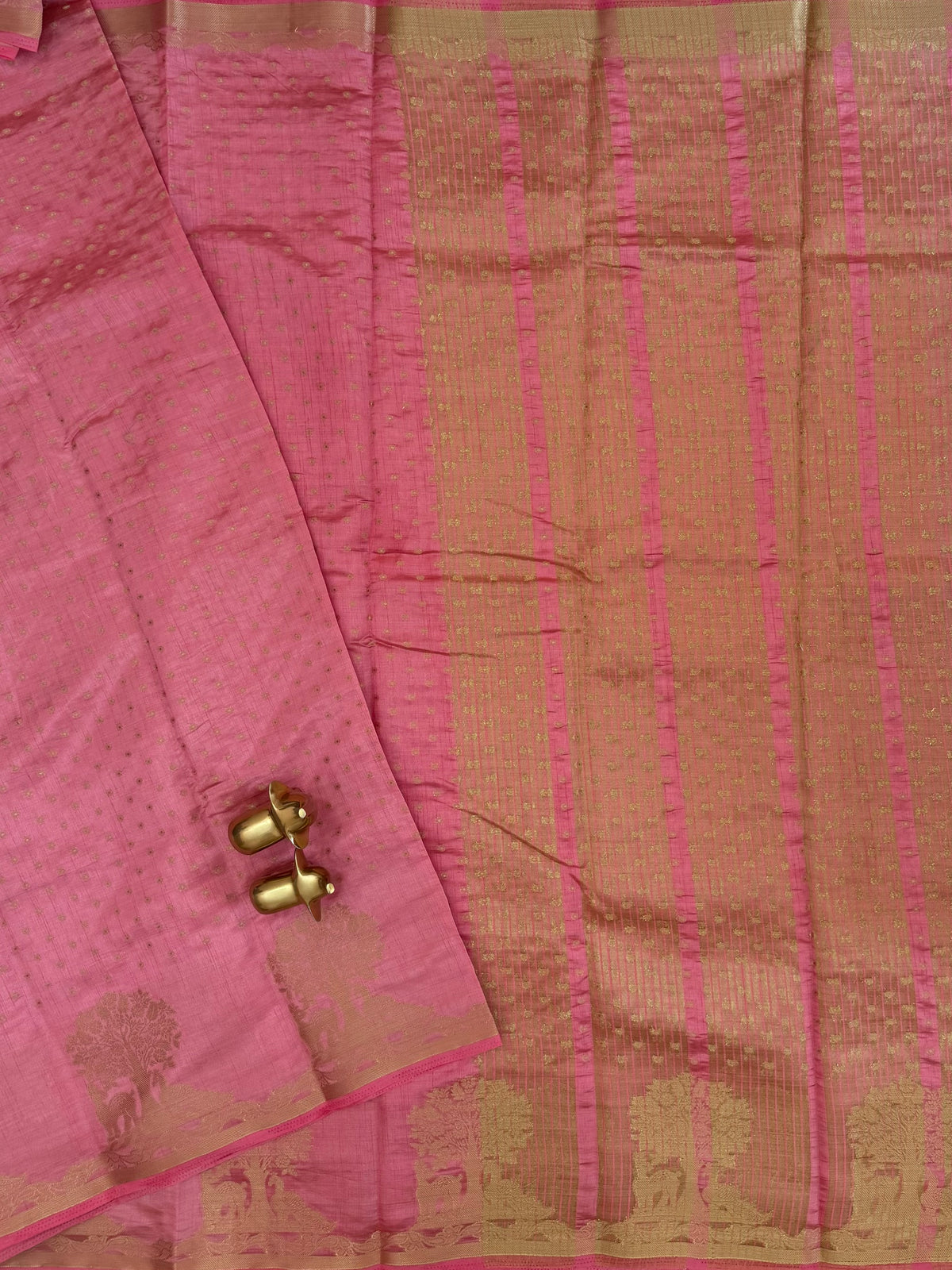 Tussar Silk Cotton Saree - Baby Pink