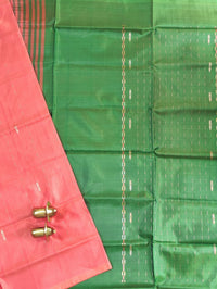 Chinnalampattu Saree - Peachish Orange with Green