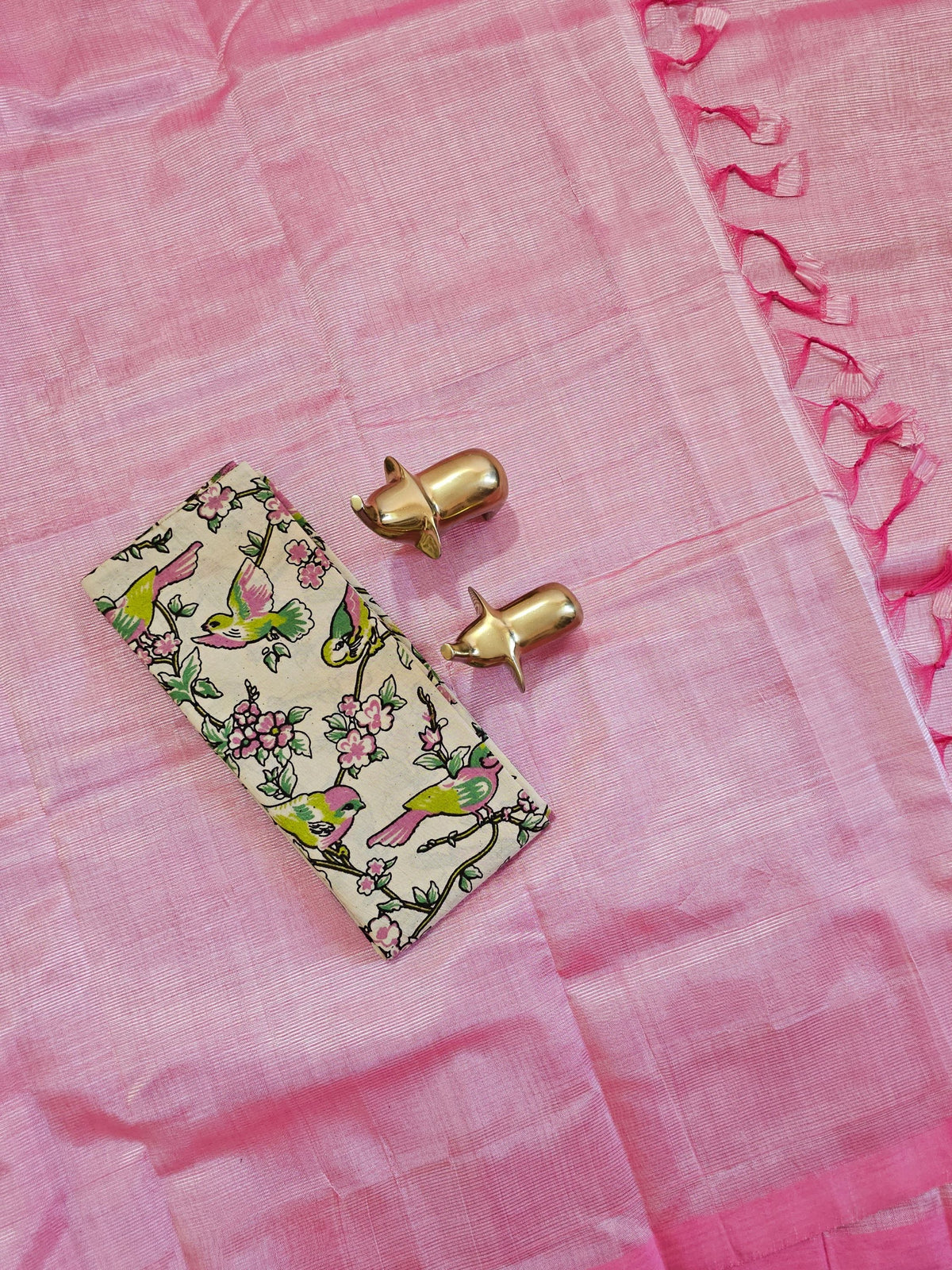 Handwoven Mangalagiri Plain Pattu Saree - Pink