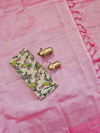 Handwoven Mangalagiri Plain Pattu Saree - Pink