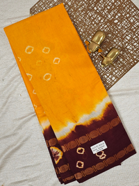 Madurai Sungadi Cotton Saree - Yellow with Maroon