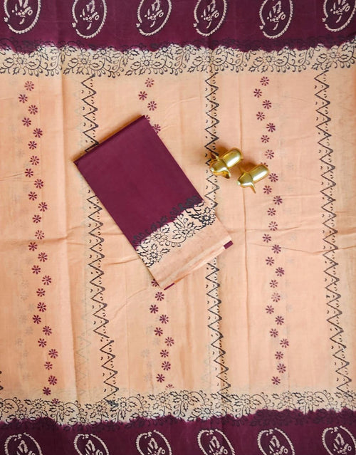 Pure Cotton with Hand Block Prints - Beige with Maroon