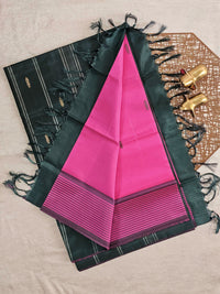 Chinnalampattu Saree - Pink with Gark Green