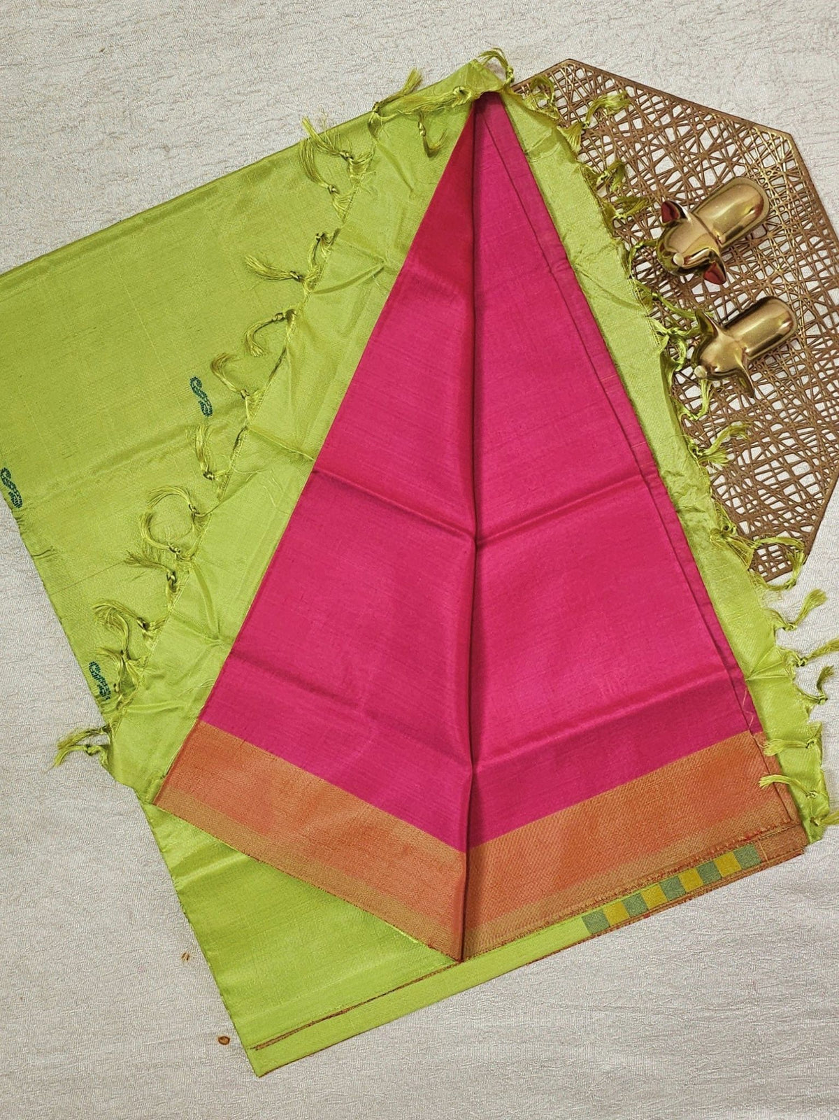 Pink with Green  Chinnalampattu Saree with Blouse