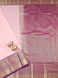 Semi Kanjivaram Soft Silk Borcade Saree - Pink with Magenta Pink