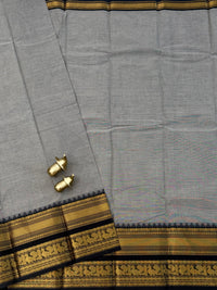 Chettinad Cotton Sarees - Grey with Black