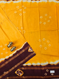 Madurai Sungadi Cotton Saree - Yellow with Maroon