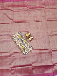Handwoven Mangalagiri Plain Pattu Saree - Onion pink