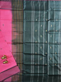 Chinnalampattu Saree - Pink with Gark Green